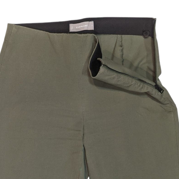 Everlane The Size-Zip Stretch Cotton Ankle Pants Army Green Minimalsit Size 4 - Picture 4 of 9